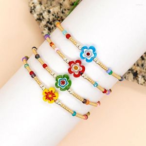 Link pulseiras go2boho bohemia artesanal cor misturada flor ajustável corda de mão atacado mais recente moda jóias mulher pulseira