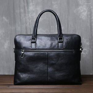 Briefcases Men's Genuine Leather Handbag Large Capacity First Layer Cowhide Business Single Shoulder Messenger Briefcase