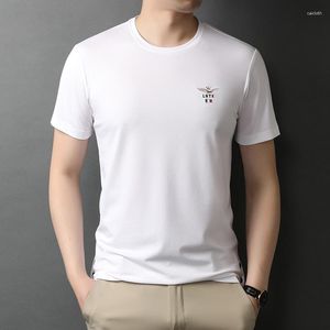 Herren-T-Shirts Marke Logo Rundhals-T-Shirt High-End-Boutique-Stickerei Mode Lässig Komfort Modal Baumwolle Saum Split Kurzarm Herren