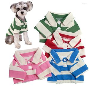 Dog Apparel Pet Polo Shirt Summer Clothing Casual Small Cat T-shirt Striped Yorkshire