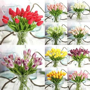 Dekoratif Çiçekler 1 PCS Lale Yapay Gerçek Touch Buket Düğün Malzemeleri İçin Sahte Dekorasyon Ev Dekor