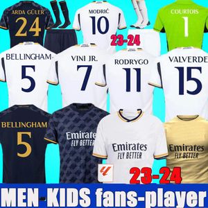 23 24 VINI JR BELLINGHAM Футбольные майки REAL 2023 2024 CAMAVINGA TCHOUAMENI VALVERDE ASENSIO MODRIC 22 23 футбольные майки мужчины дети комплект болельщиков Версия игрока MaDriDS