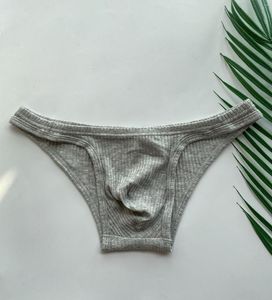 Underpants 2023 Style Men Sexy Striped Briefs Solid Triangle Pouch U Low Waist Cotton Breathable Underwear Male Bikini