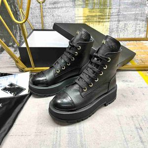 Luxus Designer Stiefel Frauen Ankle Booties Winter Kanal Leder Boot Martin Plattform Buchstabe CCity rtjhrfgj