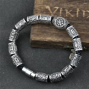 Pulseiras de charme Pulseira de runas nórdicas Vikingo 13pcs contas Vegvisir Bússola Amuleto Viking Acessórios eslavos