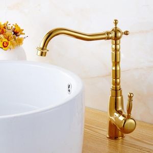 Küchenarmaturen Badezimmer Gold Waschbecken Wasserhahn Schwenkbecken Messing Wassermischer Einhebel und Kaltwasserhahn