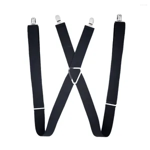 Men's Suits 1pc X Shape Mens Suspenders Wide Adjustable And Elastic Braces Pants Strap Heavy Duty With 4 Strong Clips For Male (Black)