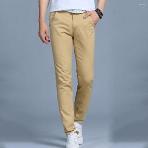 Ternos masculinos calças masculinas bolsos algodão calças longas retas elásticas moda jeans vintage