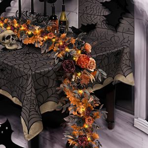 Inne imprezy imprezowe Halloween Wrenik ślubny ręcznie wykonany sztuczny girlanda z kwiatami Vintage Decorat Day of the Dead Center Drzwi kominkowe 230901
