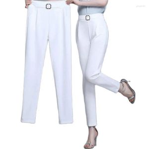 Женские брюки модные белые шаровары тонкие летние прямые карандаши с высокой талией повседневные брюки костюм деловой наряд