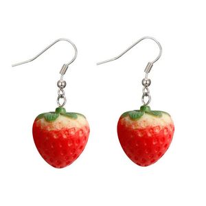 Simulation Fruit Strawberry Charm Earring Female Lovely Girl Resin Flower Bear Dangle Earrings for Women korean Fashion Jewelry