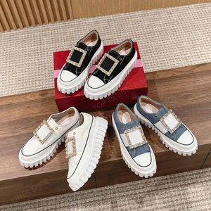 Top quality Canvas Rhinestone buckle Platform loafers Fashion Classic Casual Dress Designer Shoes Factory Shoes 3.5cm