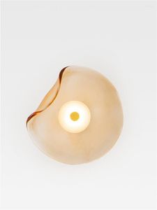 Lampa ścienna nordycka bursztynowa nieregularne okrągłe lampy sypialnia salon dekoracja tła dekoracja łóżka minimalistyczne światła kinkietowe