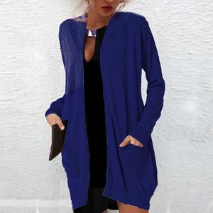 Maglieria da donna Moda Ufficio Maglione irregolare Outwear 2023 Autunno Retro Scollo a V Cardigan a maniche lunghe Casual Solido Tasca Scialle Cappotto