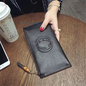 Äkta läder ultratunna blixtlås Tassel Kvinnor Brand Wallet Women's Fashion Casual Zero Wallet Women's Popular Mobile Telefon Bag 2023 New 2023 New New New