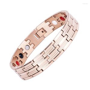 Link Bracelets 2023 Magnet Jewelry Stainless Steel Leaves Design Multi Layer Healthy White Negative Ion Couple Row 13mm Width Bracelet