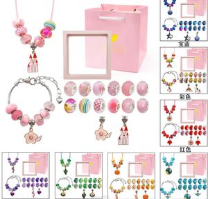 Braccialetti a maglie Kit braccialetto con perline fai-da-te per ragazze Perline acriliche con foro grande Collana con ciondoli fatti a mano che trova gioielli Accessori regalo