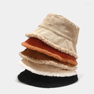 Береты, двусторонняя панама из искусственного меха, женская зимняя флисовая кепка из овечьей шерсти, вельветовые рыбацкие шапки, солнцезащитные панамские кепки