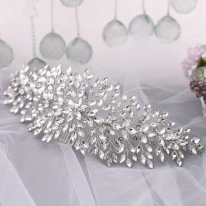 Hair Clips Shine Rhinestone Wedding Crown Bridal Comb Accessories Silver Color Handmade Women Headpiece Jewelry