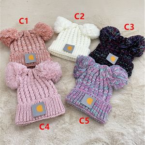 Meninos meninas designer chapéu de malha criança bonito marca bonés criança chapéus quentes pom pom inverno crianças gorro 5 cores