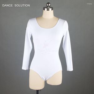 Scene Wear White/Black/Purple Long Sleeve Ballet Leotard Cotton Lycra Women's Dance Costume träningskläder Girls Dancewear 01D0090