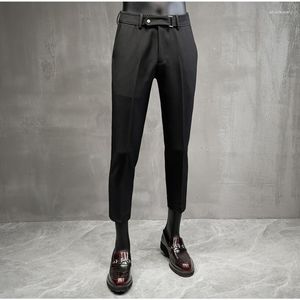 Mäns kostymer vår/sommar Slim-Fit Business Formal Wear Pants Top Quality Belt Design Bankettklänning Casual byxor