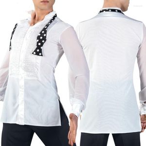 Stage Wear Customize Size Men Latin Dance Tops Long Sleeve Shirt Adult Winter Performance Tango Ballroom Dancing VDB828