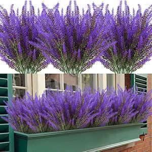 Flores decorativas 3/5/10 pçs artificial reunido plástico lavanda pacote plantas falsas buquê de freio de casamento interior ao ar livre casa cozinha