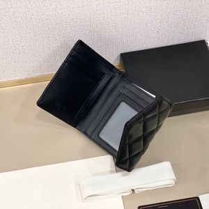 Modische, luxuriöse, gesteppte Mini-Geldbörse in Schwarz, kleine Hartbrieftasche aus Designer-Schaffell, multifunktionale kleine Geldtasche, Kartentasche mit sehr vielen Kartenpositionen, 12 cm