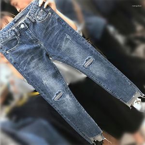 Jeans femininos 200 kg irmã gorda mm calças plus size cintura alta elástica magro vestido de primavera cortado