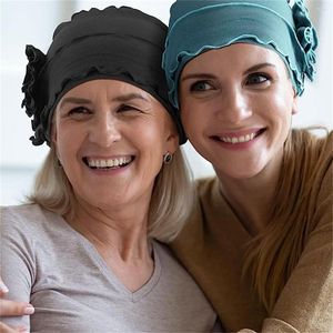 Ubranie etniczne 2023 Trendowe kobiety turbanowa czapka z kwiatem miękka dama chemo na nakrycie włosów elastyczna głowa czapka turbante mejur