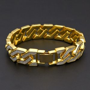 Cuban Link Chain Bracelet for Mens Iced Out Hip Hop Bracelets Jewelry Gold Plating Bangle Zircon Chains