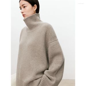 Women's Sweaters Turtleneck Pure Cashmere Sweater Female Loose and Thick Languid Lazy Wind Pullover Knitting Base WOOL