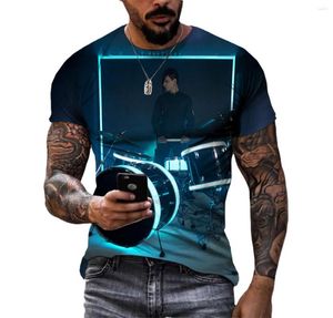 T-shirt da uomo Summer Hip-Hop Colour Drum Kit T-shirt stampata in 3D Party Large Size Manica corta Premium Abbigliamento comodo ad asciugatura rapida