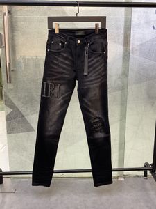 2023 Nya ankomst Herrens nödställda rippade mager designer jeans ~ USA: s storlek 29-40 jeans ~ Högkvalitativ smal motorcykelmoto cyklist kausal denim byxor hiphop jeans