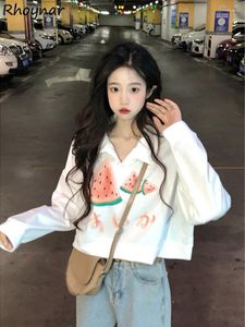 Kadın Hoodies Kawaii Baskılı Sonbahar Sweatshirts Kırpılmış eğlence Bollgy Tasarlanmış Öğrenciler All-Match Harajuku Tatlı Sokak Giyim