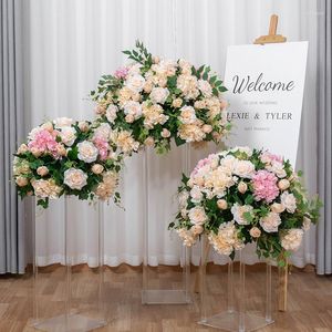 Decorative Flowers 2pcs Sweet Potato Leaf Rose Ball Display Floral Art Wedding Table Stage Decoration Flower