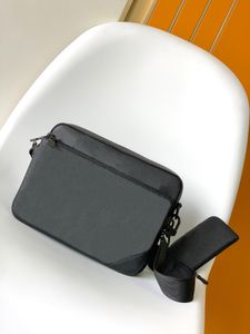 Men's 3-Piece Leather Crossbody Purse, Messenger Bag, Wallet Set (Black)