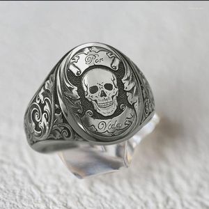 Cluster-Ringe, Persönlichkeit, Herrenschmuck, Vintage-Stil, versilbert, Totenkopf-Ring, Motorrad-Party, cooler Biker für Männer und Frauen, Hochzeit