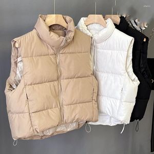 Women's Vests HWL 2023 Winter Cotton Padded Middle Length Puffer Vest Plus Size 2XL Sleeveless Jakcet Women Bodywarm Coat Outerwear