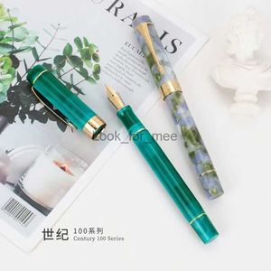 Fountain Pens Jinhao 100 Fountain Pen Acrylic Business Blue Gray Spin Arrow #6 35 Nib Fude Calligraphy Office Supplies Golden Ink Pen HKD230904