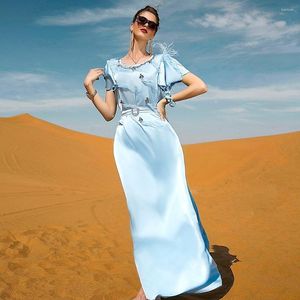 Abbigliamento etnico Vestido Longo Ramadan Eid Abaya Arabia Saudita Abito caftano musulmano Turchia Islam Dubai Abiti da sera per feste per le donne