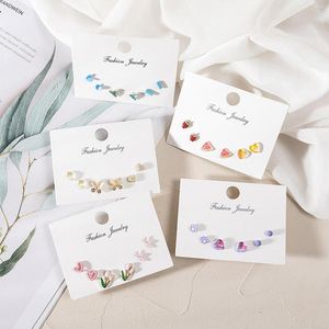 Stud Earrings 3 Pairs/set Sweet Korea Resin Cardboard Ear Post Set Multicolor Heart For Girls Women Jewelry 1cm