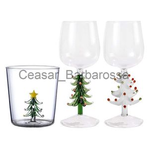 Wine Glasses Christmas Glass GobletWine Cup with Christmas Tree Figurine Drinking Cup Stemless Glass Holiday Fun Novelty Gift Women L23127