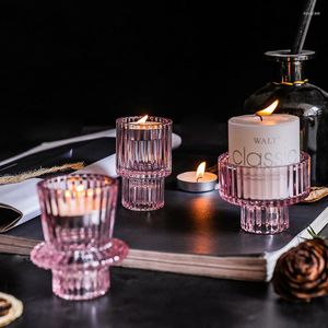 Castiçais nórdicos pequenos tealight titular castiçal de cristal velas mesa suporte romântico decoração para casa