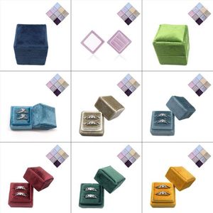Jewelry Pouches Gorgeous Geometric Ring Boxes For Proposals Wedding Colorful Square Holder Double Rings Case Gifts