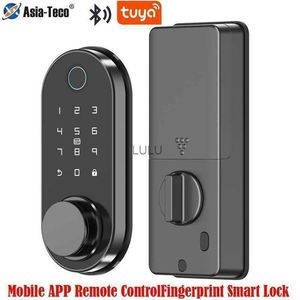 Door Locks Wood Lock Tuya Smart Lösenord Fingeravtryck Bluetooth Electronic Deadlock Mechanical Key Auto Mobile App HKD230904