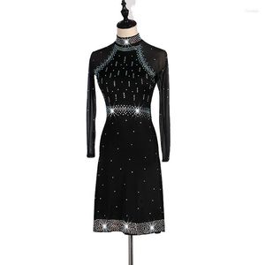 Сценическая одежда, юбка для латинских танцев, 2023, женское элегантное танцевальное платье с длинными рукавами, женское стандартное платье для румбы и самбы