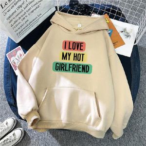 Women's Hoodies I Love My Girlfriend Women Anime Aesthetic Hooded Shirt Hoddies Female Harajuku Clothes