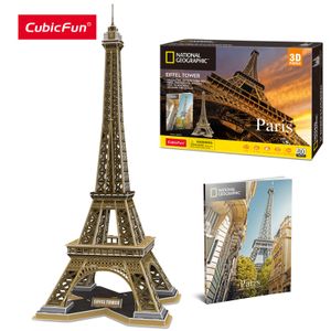 3D-Puzzles CubicFun 3D-Puzzles Eiffelturm Paris Architekturmodell National Geographic Puzzle Bausätze Spielzeug Geschenke für Erwachsene Kinder 230904